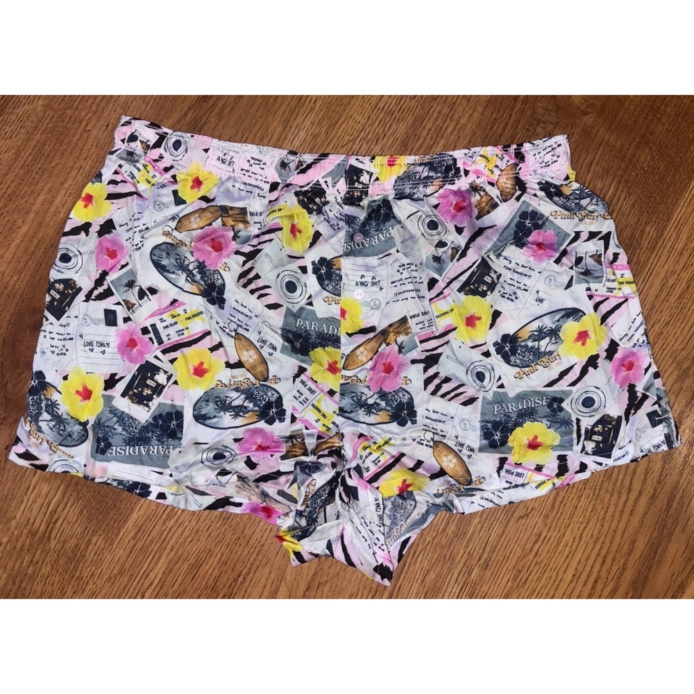 Victoria Secret Large Multicolor Beachy Hawiaan Pink Pajama/Sleep/Lounge Shorts
